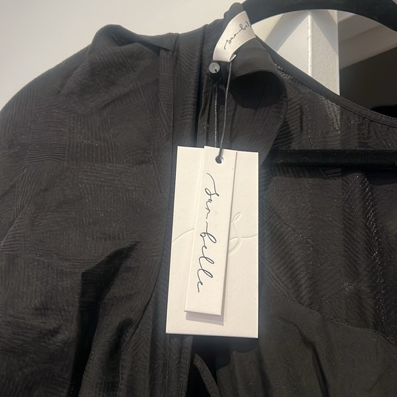 Hello Molly Black Ruffled Tiered Maxi Dress with Puff Sleeves open back S NEW - Picture 6 of 8